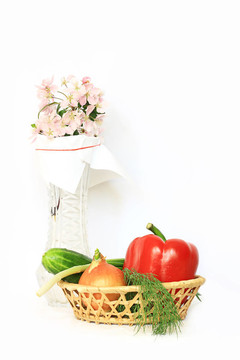 花瓶花籃蔬菜