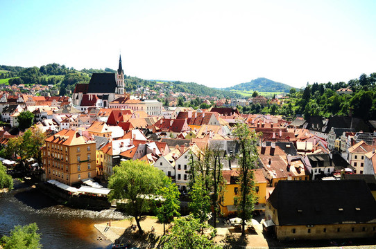 Cesky Krumlov的全景