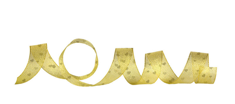 白色隔離背景上的金色橫絲帶
