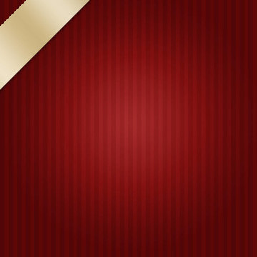 深紅色條紋背景，優(yōu)雅的金色絲帶設(shè)計，圣誕或情人節(jié)