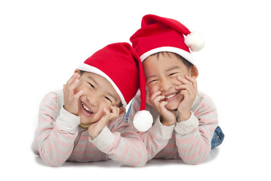 在白色背景下孤立的Santa圣誕帽