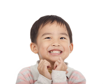 亞洲男孩興奮的臉