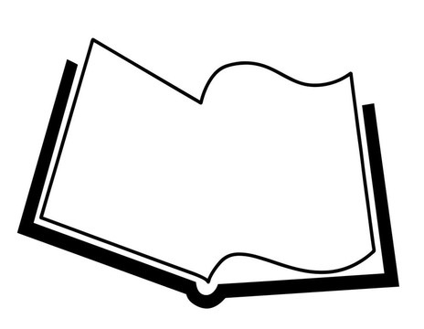 打開白色背景剪影插畫書；