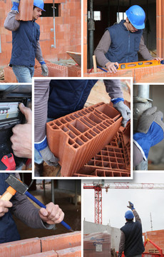 建筑工地施工人員的馬賽克