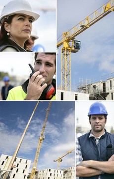 一隊建筑工人蒙太奇