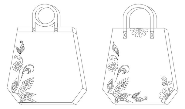 帶花圖案的標(biāo)簽；輪廓