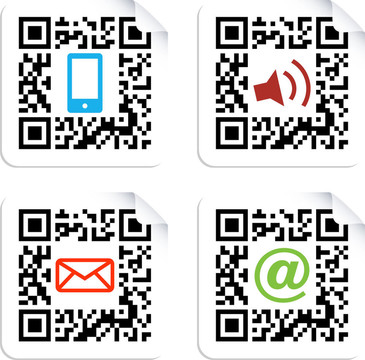 社會(huì)媒體圖標(biāo)集的QR碼標(biāo)簽。