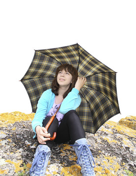 傘下的浪漫女孩