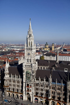 新的市政廳（Neues Rathaus）在慕尼黑；德國