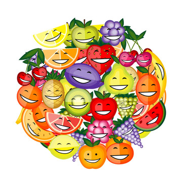搞笑水果人物为你一起微笑设计