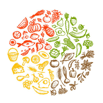 健康食品背景；設(shè)計素描