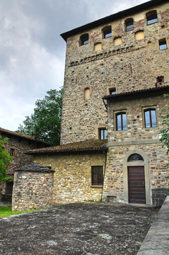 馬拉斯皮納Dal Verme城堡。博比奧。Emilia Romagna。意大利.