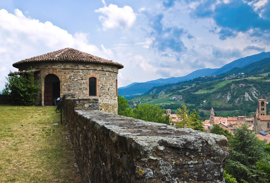 馬拉斯皮納Dal Verme城堡。博比奧。Emilia Romagna。意大利.