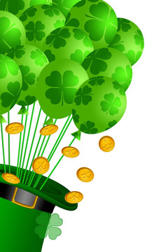 與三葉草的氣球和金幣Leprechaun Hat