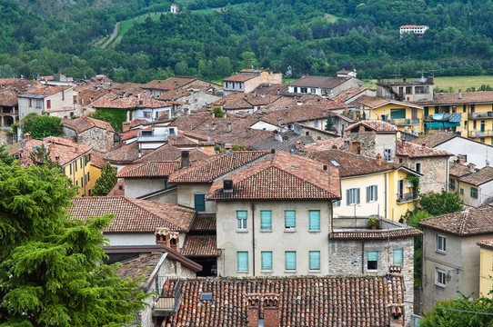 博比奧全景。Emilia Romagna。意大利.