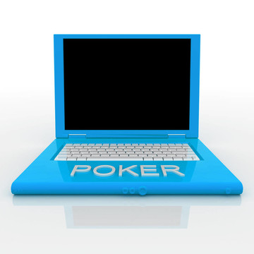 具有字撲克的筆記本電腦