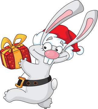 帶禮品盒的Santa兔