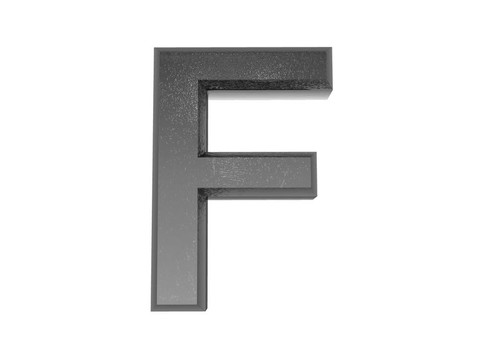 金屬中的3D字母；白色背景。