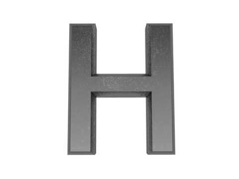 金屬中的3D字母；白色背景。