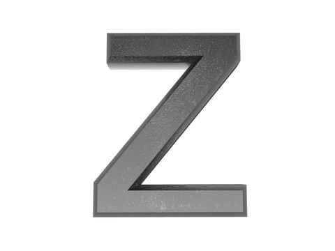 金屬中的3D字母；白色背景。
