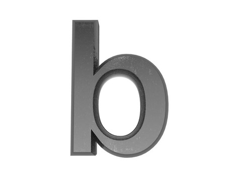 金屬中的3D字母；白色背景。