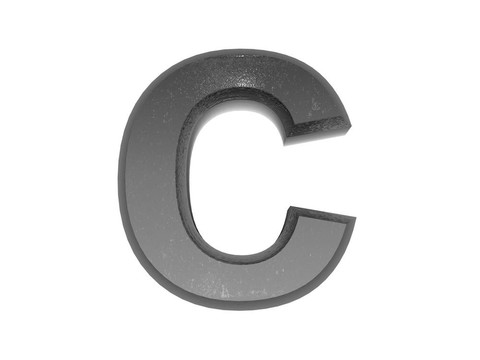 金屬中的3D字母；白色背景。