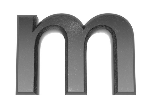 金屬中的3D字母；白色背景。