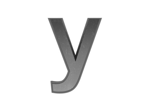 金屬中的3D字母；白色背景。