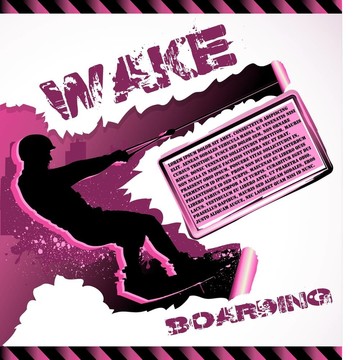 城市載體組成的城市天際線和wakeboarder剪影