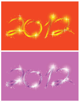 兩個(gè)發(fā)光的圣誕卡2012。