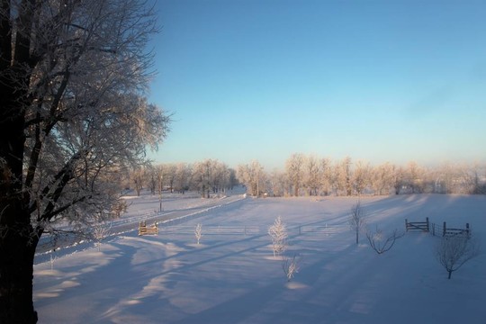 下雪后的晴朗的一天