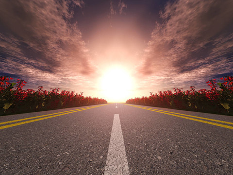 公路日落