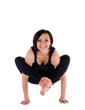 女子手臂平衡瑜伽肩压姿势