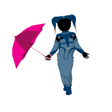 美國黑人女小丑插畫剪影