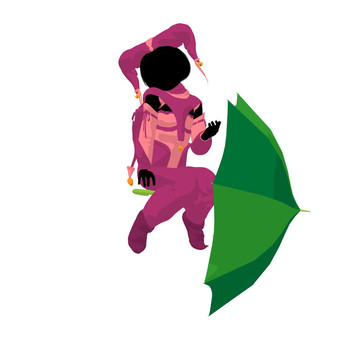 女小丑插畫剪影