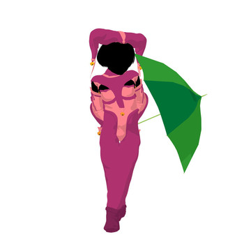 女小丑插畫剪影