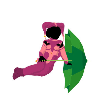 女小丑插畫(huà)剪影