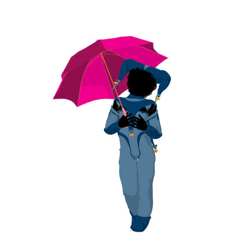 美國黑人女小丑插畫剪影