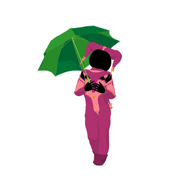女小丑插畫剪影