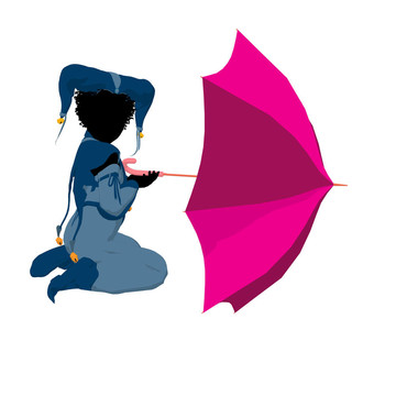 美國黑人女小丑插畫剪影