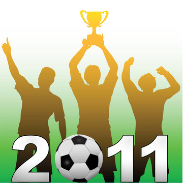 足球運(yùn)動(dòng)員慶祝2011賽季足球勝利