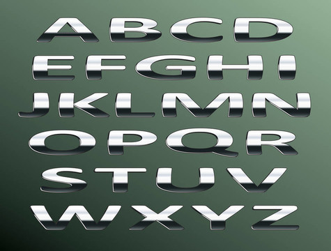 铬字母表.隔离背景颜色的抽象字母。