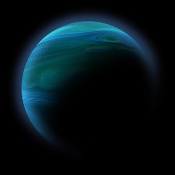 抽象行星與太陽耀斑在深空-明星星云對黑色背景