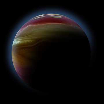 抽象行星與太陽耀斑在深空-明星星云對黑色背景