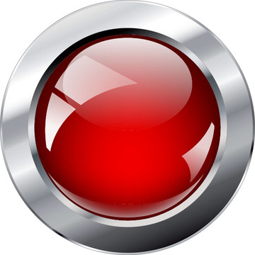 插画红色glosy和闪亮的Web按钮采用金属环。白色背景中分离。