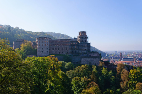 城堡和在Heidelbe的老城區(qū)