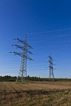電廠在美麗多彩的草地
