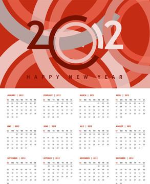 新年2012日歷