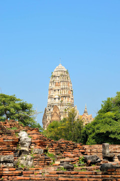 塔在Ayutthaya；古都泰國