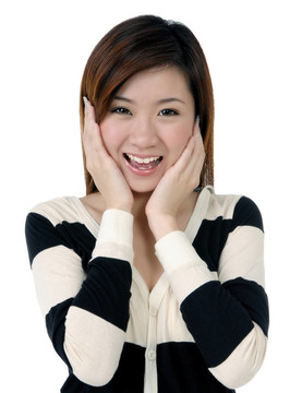 美麗的年輕女子看起來驚訝